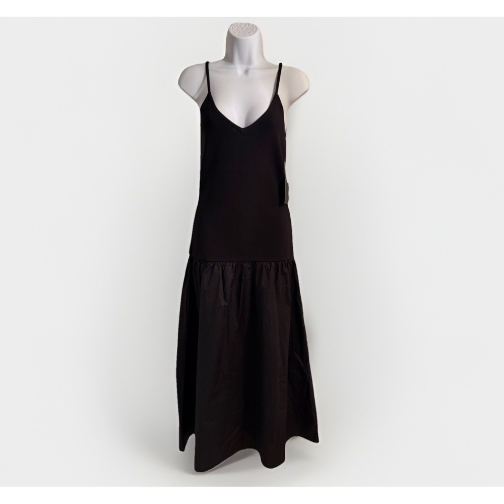 NWT Tuckernuck Hyacinth House Midi Dress‎ Black Drop Waist Knit V-Neck Size M